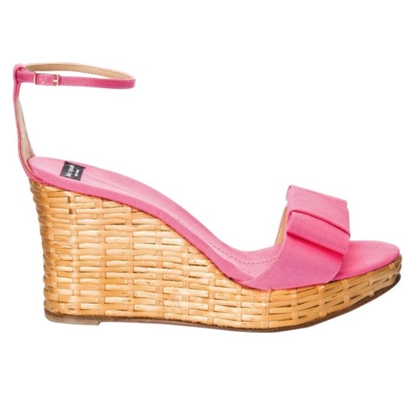 kate spade Shoes - Kate Spade Vintage Y2K 2005 Pink Woven Espadrille Bow Wedges Women's Size 10